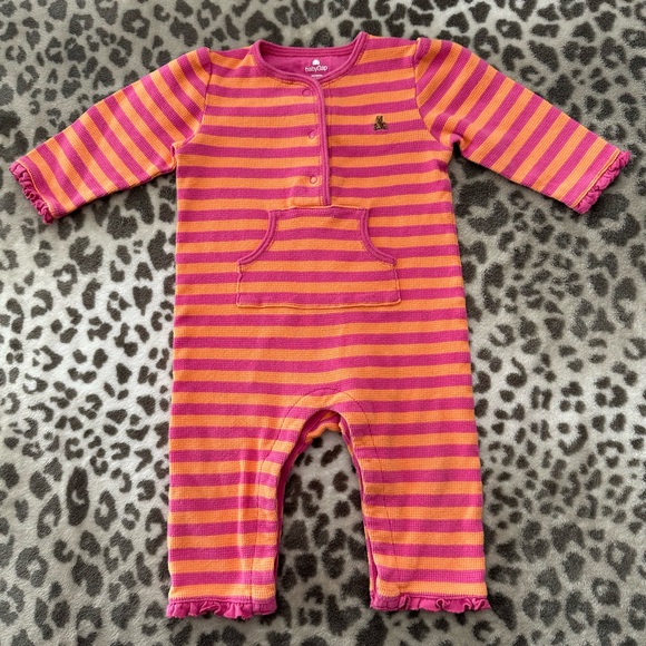 2006 babyGap Striped One Piece in Pink Orange Size 6-12 Newborn - Picture 1 of 16